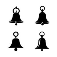 campana icono colocar. negro campana notificación icono conjunto en blanco antecedentes. ilustración vector