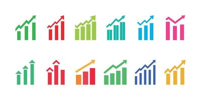 Bar graph icon set on white background. illustration in trendy flat style vector