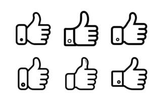 Thumbs up icon set. Black Thumb up icon set on white background. illustration vector