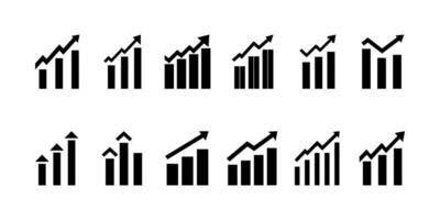 Bar graph icon set. Black Bar graph icon set on white background. illustration vector