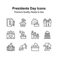 Presidents day icons set, premium vectors ready to use