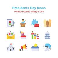 Presidents day icons set, premium vectors ready to use