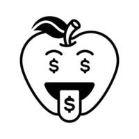 Rico emoji diseño, codicioso expresiones, dólar firmar en lengua vector