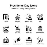 Presidents day icons set, premium vectors ready to use