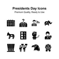 Pack of presidents day icons in trendy style, easy to use and download vector