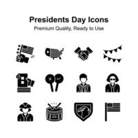 Pixel perfect icons set of president day, american elections day vector