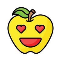 Happy face with heart symbols on eyes, concept icon of in love emoji vector