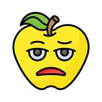 Bored face expression, icon of bored emoji, premium vector