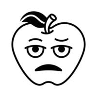 Bored face expression, icon of bored emoji, premium vector