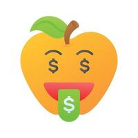 Rico emoji diseño, codicioso expresiones, dólar firmar en lengua vector