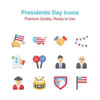 Pixel perfect icons set of president day, american elections day vector