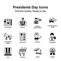 Pack of presidents day icons in trendy style, easy to use and download vector