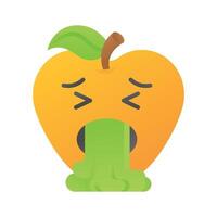 Get your hands on this trendy vomiting emoji icon design vector