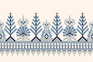 Floral knitted pattern on white background,geometric ethnic oriental embroidery vector