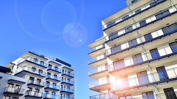 Residential area with modern apartment building. Multi Storey modern, new and stylish living block of flats. photo