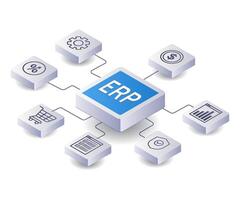 ERP network business infographic 3d illustration flat isometric vector