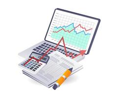 Tax financial analysis data infographics flat isometric 3d illustration vector