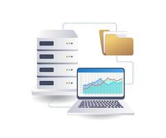 Cloud server data analysis technology infographics flat isometric 3d illustration vector