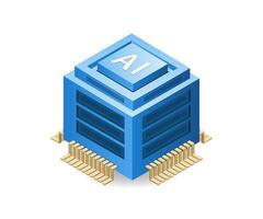 AI cloud server infographic 3d illustration flat isometric vector