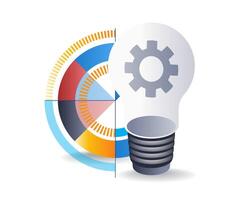 Light bulb management business idea infographic 3d illustration flat isometric vector