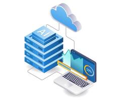AI cloud server analyst infographic 3d illustration flat isometric vector