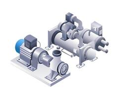 Industrial cooler water pump pipe tube infographic flat isometric 3d illustration vector