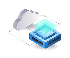 Cloud server artificial intelligence technology infographic 3d illustration flat isometric vector