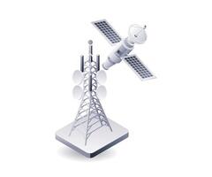 Satellite network information technology infographic 3d illustration flat isometric 1 vector