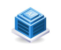 AI server data technology infographic 3d illustration flat isometric vector