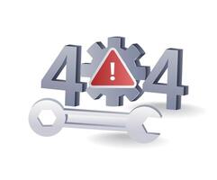 Technology system code 404 error warning, flat isometric 3d illustration infographic vector