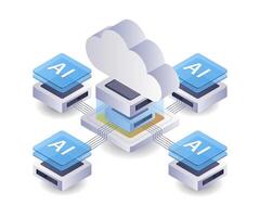 Artificial intelligence technology cloud server illustration vector