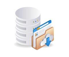 Database folder server technology infographic flat isometric 3d illustration vector