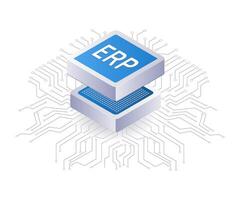 ERP business network technology flat isometric 3d illustration vector