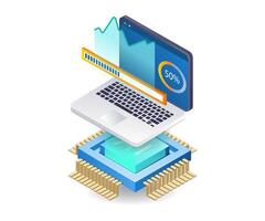 central datos ai servidor analista infografía 3d ilustración plano isométrica vector