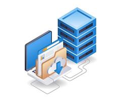 Data storage server infographic flat isometric 3d illustration vector