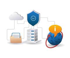 World internet cloud server technology infographic illustration 3d flat isometric vector