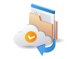 Cloud data folder computer technology infographic illustration 3d flat isometric vector