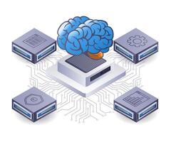 Network artificial intelligence business technology isometric flat illustration vector