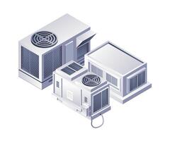 Industrial HVAC refrigeration equipment infographics flat isometric 3d illustration vector