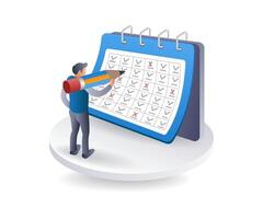 Mark calendar business plan infographic flat isometric 3d illustration vector