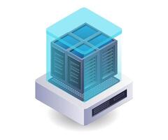 Technology server shield flat isometric 3d illustration vector