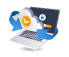 Personal data cloud server technology infographic 3d illustration flat isometric vector