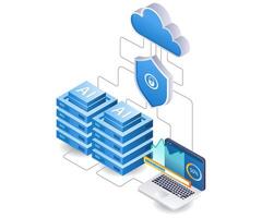 AI data server computer analyst technology infographic 3d illustration flat isometric vector