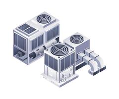 Industrial HVAC refrigeration equipment infographics flat isometric 3d illustration vector