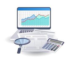 Company tax financial analysis data infographics flat isometric 3d illustration vector