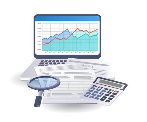 Company tax financial analysis data infographics flat isometric 3d illustration