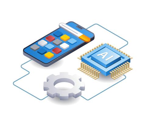 AI helps develop web applications technology infographics flat isometric 3d illustration