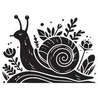 Snail Silhouette flat illustration. vector