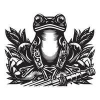 Frog silhouette black flat illustration. vector