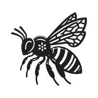 abeja silueta negro plano ilustración vector